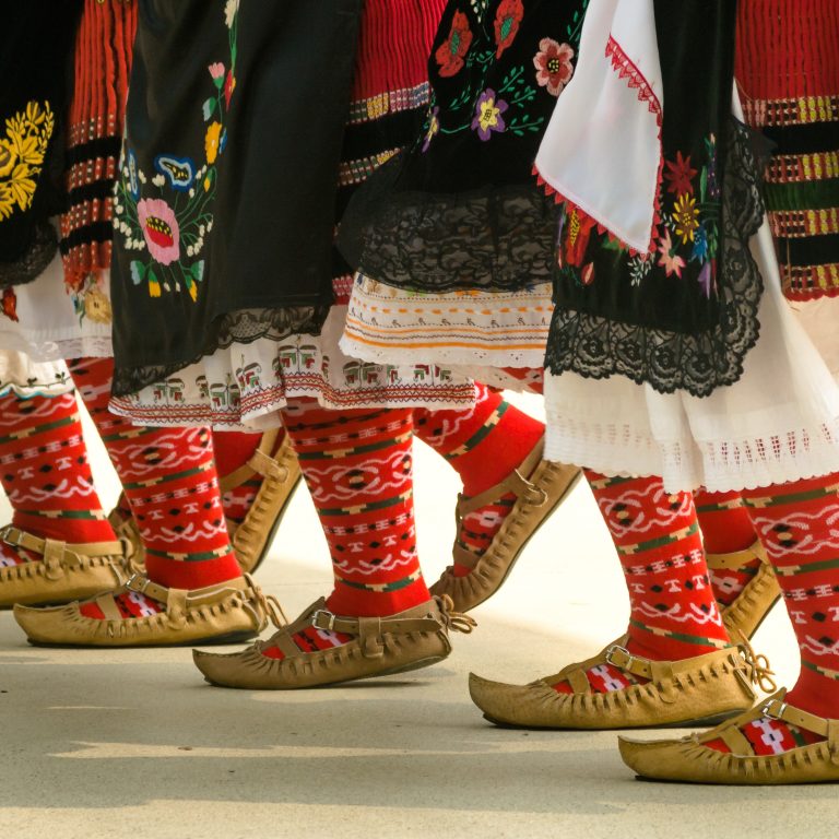 Bulgarian,Folklore.,Girls,Dancing,Folk,Dance.,People,In,Traditional,Costumes